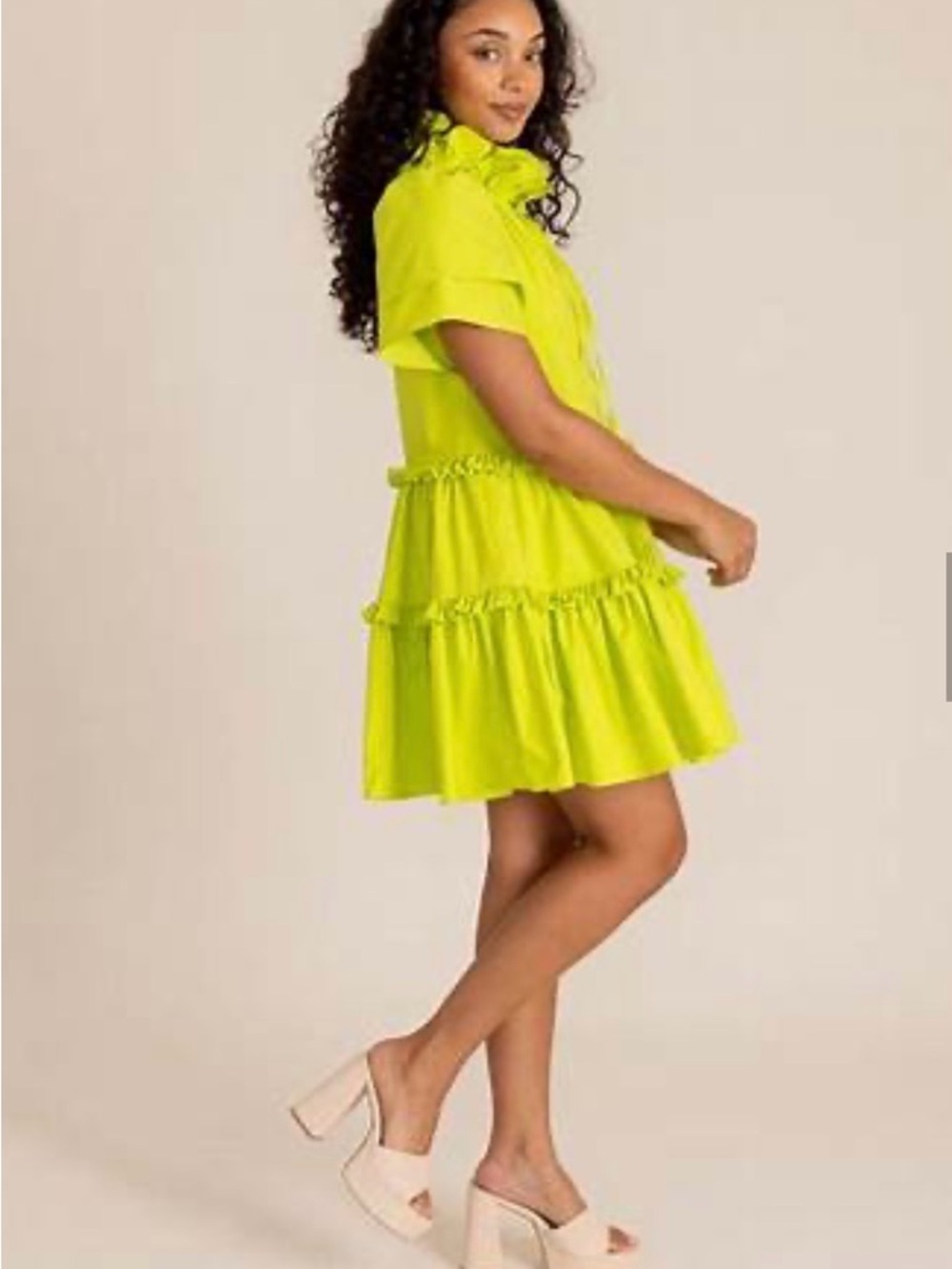 Alden Adair boutique swing Tiered Ruffle lime Dress